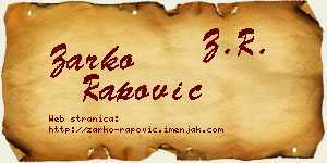 Žarko Rapović vizit kartica